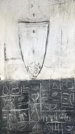 Connie Lloveras Abstract Black White Vessel Painting Over Markings Image 5 - 4454528