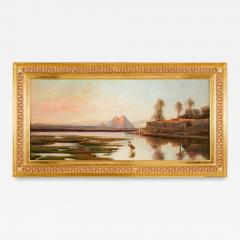Conrad Peter Schreiber Large Orientalist oil painting of the Nile at sunrise by Conrad Peter Schreiber - 4419445