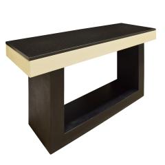 Console Table In Lacquered Linen with Black Granite Top 1970s - 1740487