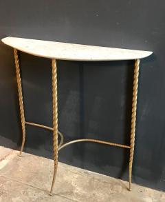 Console Table with Marble Top and Brass Legs Italy 1940s - 719281