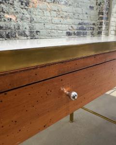 Console w Vitrolite Glass and Brass Style of Paul McCobb 1960 - 3412485