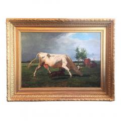 Constant Troyon Constant Troyon White cow chased by a dog oil on canvas - 3874743