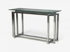 Constructivist Style Console Table Chromed Steel Beveled Glass USA 1980s - 4780478