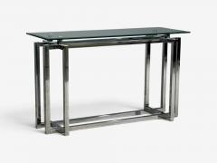 Constructivist Style Console Table Chromed Steel Beveled Glass USA 1980s - 4780479