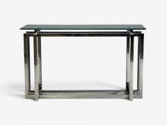 Constructivist Style Console Table Chromed Steel Beveled Glass USA 1980s - 4780480