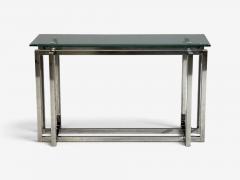 Constructivist Style Console Table Chromed Steel Beveled Glass USA 1980s - 4780481