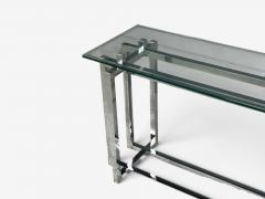 Constructivist Style Console Table Chromed Steel Beveled Glass USA 1980s - 4780483