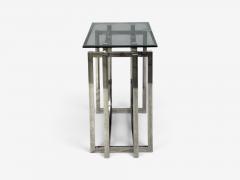 Constructivist Style Console Table Chromed Steel Beveled Glass USA 1980s - 4780486