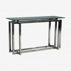 Constructivist Style Console Table Chromed Steel Beveled Glass USA 1980s - 4789851