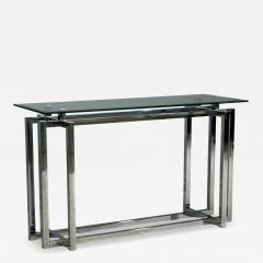 Constructivist Style Console Table Chromed Steel Beveled Glass USA 1980s - 4789859