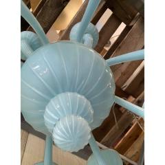 Contemporary 18 Arms Matte Light Blue Murano Style Glass Chandelier - 4445912