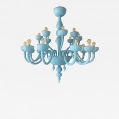 Contemporary 18 Arms Matte Light Blue Murano Style Glass Chandelier - 4446132