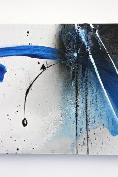Contemporary Abstract Painting Blue Soot Acrylic On Canvas by MS AT 2017 - 4099032