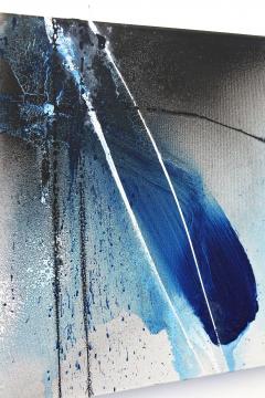 Contemporary Abstract Painting Blue Soot Acrylic On Canvas by MS AT 2017 - 4099035