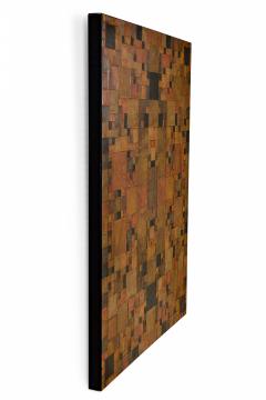 Contemporary Abstract Patchwork Leather Wall Art on Canvas - 4514876