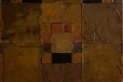 Contemporary Abstract Patchwork Leather Wall Art on Canvas - 4514879