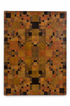 Contemporary Abstract Patchwork Leather Wall Art on Canvas - 4528722
