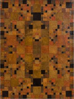 Contemporary Abstract Patchwork Leather Wall Art on Canvas - 4528723