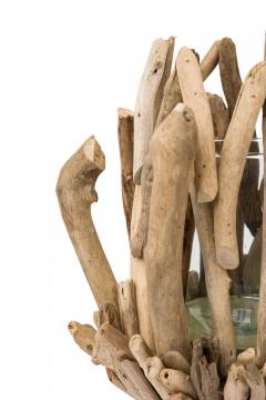Contemporary Adirondack Style Glass and Twig Candle Holder - 4675148