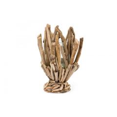 Contemporary Adirondack Style Glass and Twig Candle Holder - 4733358