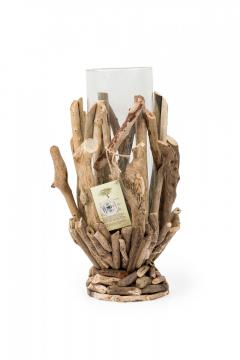 Contemporary Adirondack Style Twig and Glass Candle Holder - 4675153