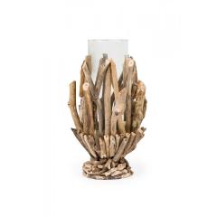 Contemporary Adirondack Style Twig and Glass Candle Holder - 4733359