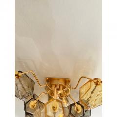 Contemporary Amber and Fum Poliedri Murano Glass Wall Sconce in Venini Style - 4629605