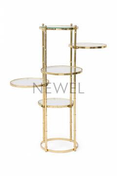 Contemporary American Gilt Metal and Clear Glass Tiered Plant Stand - 4667435