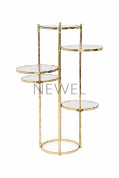 Contemporary American Gilt Metal and Clear Glass Tiered Plant Stand - 4667436