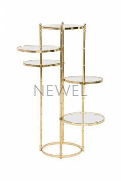 Contemporary American Gilt Metal and Clear Glass Tiered Plant Stand - 4667438