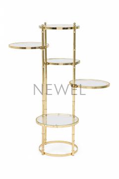 Contemporary American Gilt Metal and Clear Glass Tiered Plant Stand - 4667439