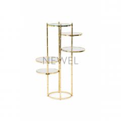 Contemporary American Gilt Metal and Clear Glass Tiered Plant Stand - 4700687