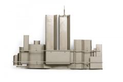Contemporary American Shaped Silver Metal City Skyline Sculpture - 4195859