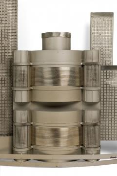 Contemporary American Shaped Silver Metal City Skyline Sculpture - 4195863
