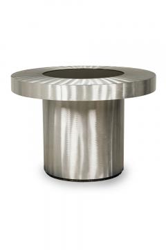 Contemporary American Stainless Steel and Black Glass Infinity Table - 4171743