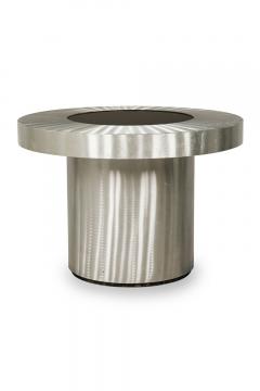 Contemporary American Stainless Steel and Black Glass Infinity Table - 4171745