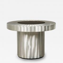 Contemporary American Stainless Steel and Black Glass Infinity Table - 4198983