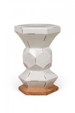 Contemporary American White Ceramic Hexagonal Occasional Table - 4171755