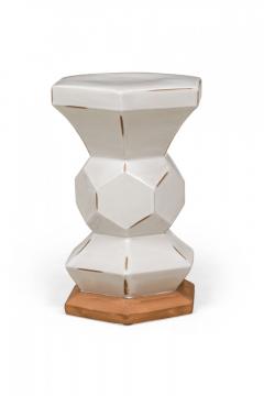 Contemporary American White Ceramic Hexagonal Occasional Table - 4171757