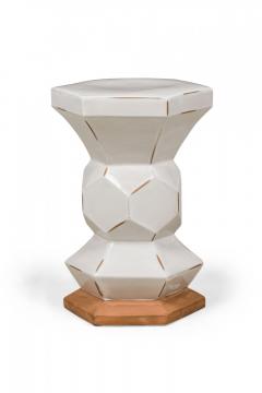 Contemporary American White Ceramic Hexagonal Occasional Table - 4171758