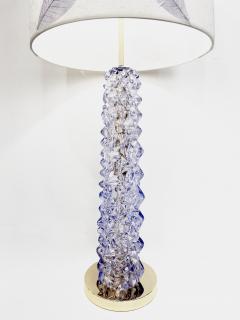 Contemporary Amethyst Purple Murano Glass Pair of Brass Lamps with Custom Shade - 2622436