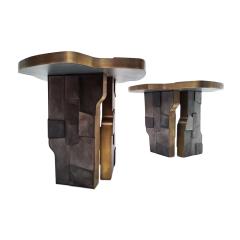 Contemporary Anthracite Pair of Raku Ceramic Coffee Table - 3676476