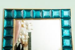 Contemporary Aqua Marine Diamond Murano Glass Mirror In Stock - 1813042