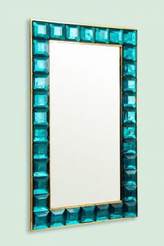 Contemporary Aqua Marine Diamond Murano Glass Mirror In Stock - 1813043