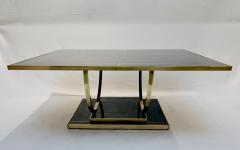 Contemporary Art Deco Italian Black Glass and Brass Coffee Table on Curved Legs - 1130212