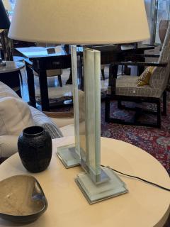 Contemporary Art Deco Style Table Lamp in Original Saint Gobain Textured Glass - 4754422