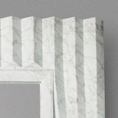 Contemporary Atelier Terrai Italian White Carrara Marble Art Deco Design Mirror - 1603130