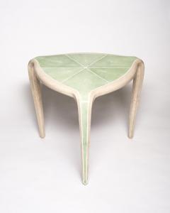 Contemporary Authentic Shagreen Cream and Green Tripod Table - 2341602