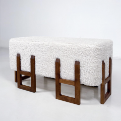 Contemporary Bench Wood and Fabric Italy - 4299632