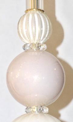 Contemporary Bespoke Italian Crystal Pink Gold Cream Murano Glass Pendant Light - 1474262